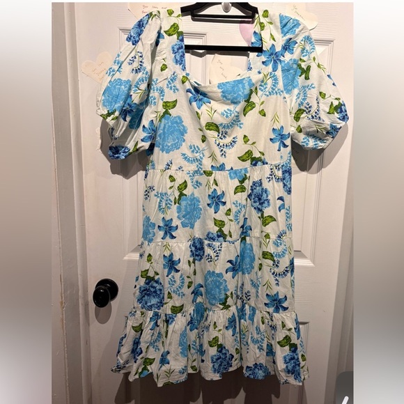 golden globes Dresses & Skirts - NWT Blue Floral Puff-Sleeve Casual Women’s Dress